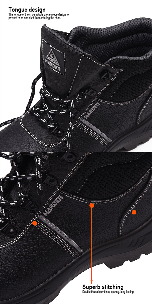 Bota de Segurança HARDEN S1P com Biqueira de Aço e Palmilha Antiperfuro – Antiderrapante e Resistente a Óleo