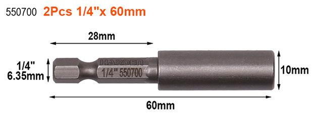 Suporte Magnético para Bits HARDEN 1/4” x 60 mm em Aço Cromo-Vanádio – Kit com 2 Peças