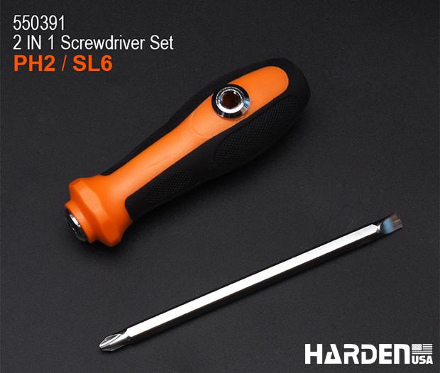 Chave Phillips HARDEN 2 em 1 PH2 com Haste 130 mm em Aço Cromo-Vanádio (CR-V)