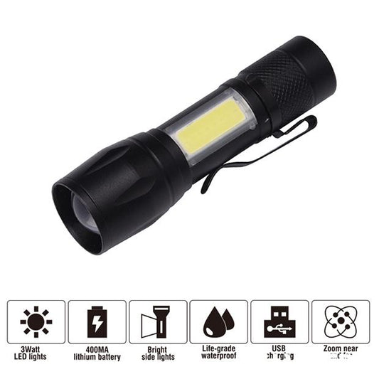 Lanterna de Trabalho Recarregável Harden – LED 3W, Bateria 400mAh e Foco Telescópico