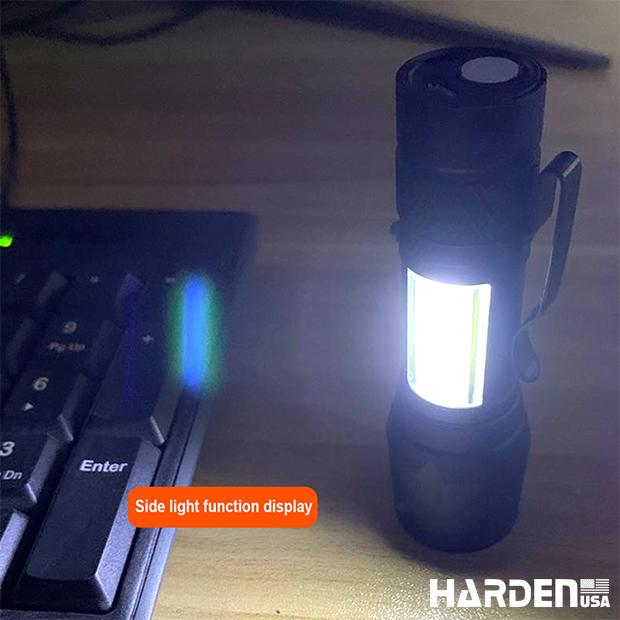 Lanterna de Trabalho Recarregável Harden – LED 3W, Bateria 400mAh e Foco Telescópico