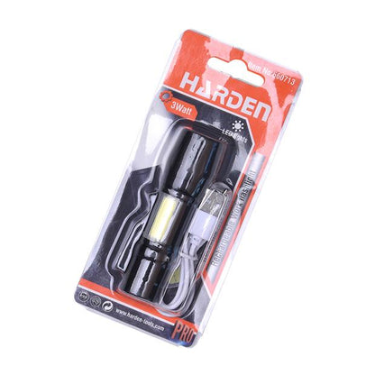 Lanterna de Trabalho Recarregável Harden – LED 3W, Bateria 400mAh e Foco Telescópico