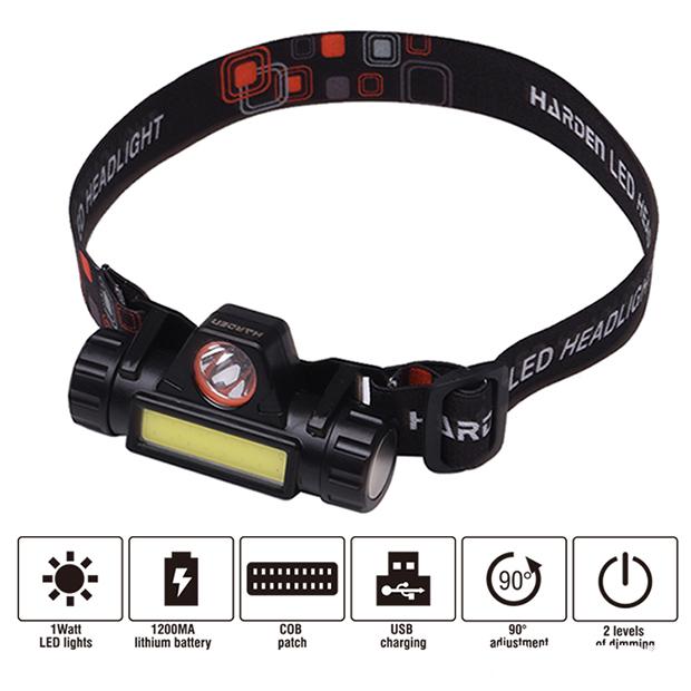 Lanterna de Cabeça Recarregável HARDEN com LED 150 Lúmens e Bateria 1200mAh