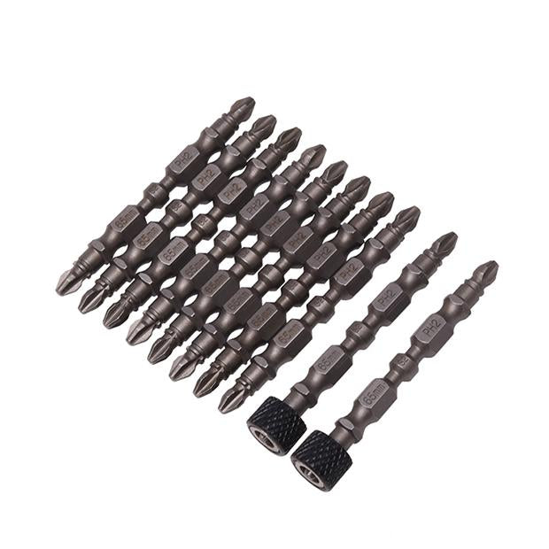 Jogo de Bits Phillips HARDEN PH2 x 65 mm em Aço S2 com 10 Peças e Ímãs Magnéticos