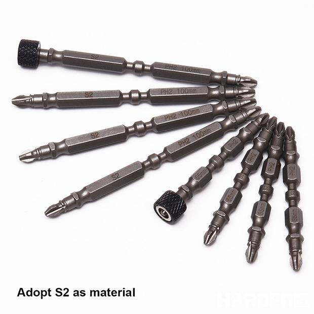Jogo de Bits Phillips HARDEN PH2 x 65 mm em Aço S2 com 10 Peças e Ímãs Magnéticos