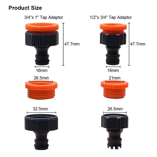 Adaptador de Torneira HARDEN – Conectores em PP para 1/2""×3/4"" e 3/4""×1""
