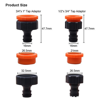 Adaptador de Torneira HARDEN – Conectores em PP para 1/2""×3/4"" e 3/4""×1""