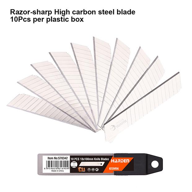 Lâminas para Estilete HARDEN 18 × 100 mm em Aço Carbono – Kit com 10 Unidades