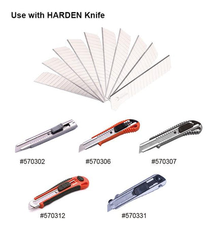 Lâminas para Estilete HARDEN 18 × 100 mm em Aço Carbono – Kit com 10 Unidades