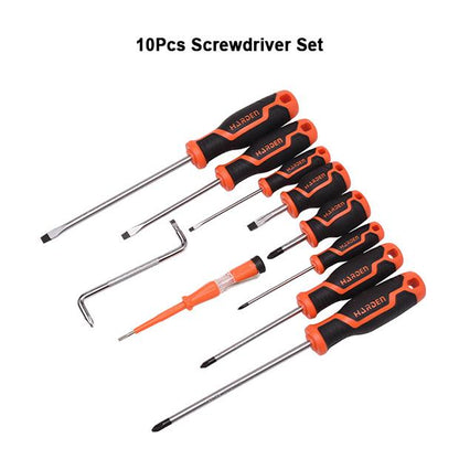 Jogo de Chaves de Fenda 10 Peças – Aço Cromo-Vanádio (CR-V) Temperado com Cabo TPR Ergonômico