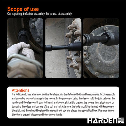 HARDEN Soquete de Impacto Longo 1/2" – Aço CrMo, Alta Resistência e Durabilidade