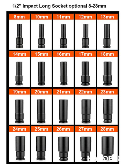 HARDEN Soquete de Impacto Longo 1/2" – Aço CrMo, Alta Resistência e Durabilidade