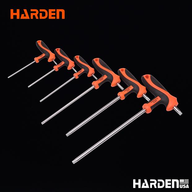 Chaves Torx tipo T (T10 a T50) com Cabo em T para Alto Torque em Aço Cr-V