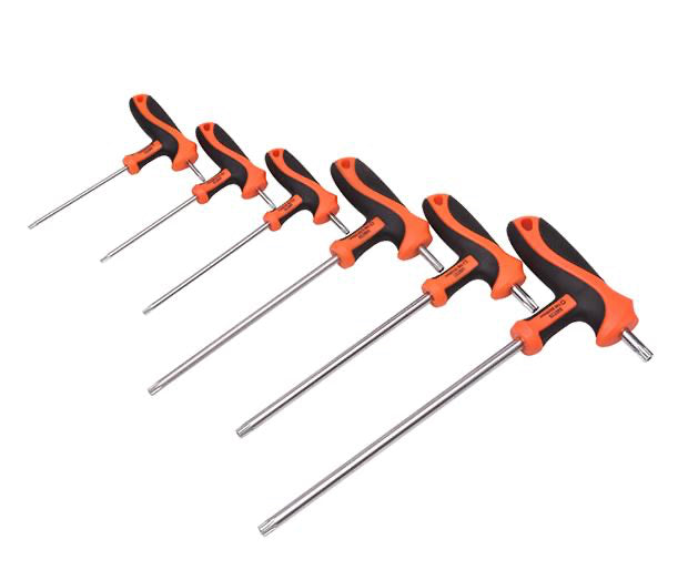 Chaves Torx tipo T (T10 a T50) com Cabo em T para Alto Torque em Aço Cr-V