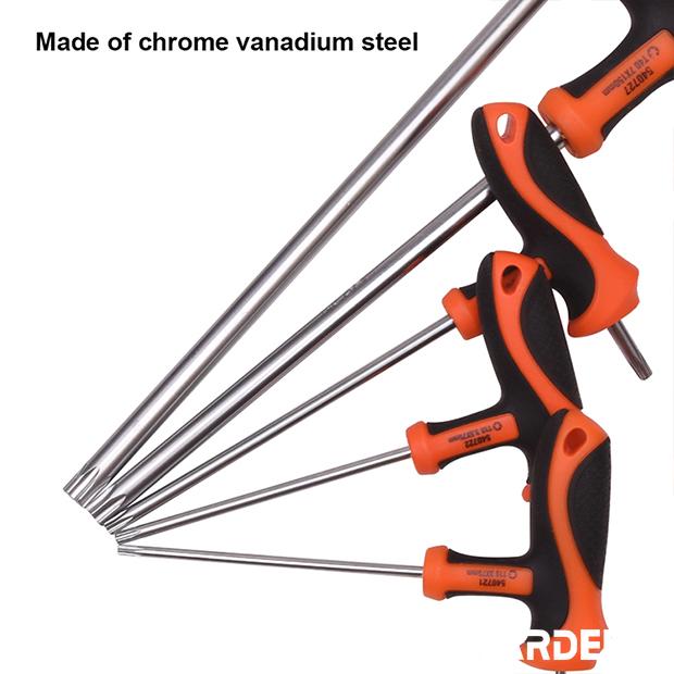 Chaves Torx tipo T (T10 a T50) com Cabo em T para Alto Torque em Aço Cr-V