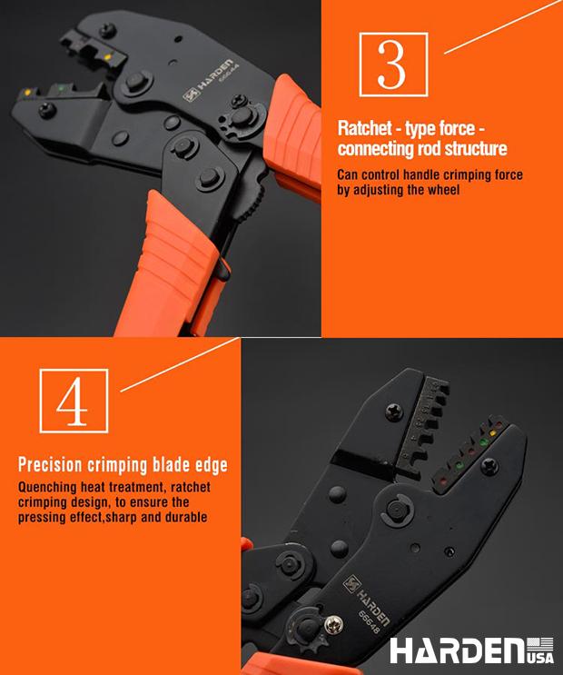 Alicate Crimpador com Catraca 215 mm HARDEN – Alta Precisão para Terminais e Conectores Elétricos