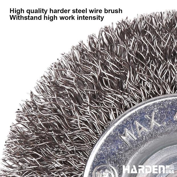 Escova Tipo Copo com Rosca HARDEN – Fios de Aço 75mm, 100mm e 125mm (M10 e M14)