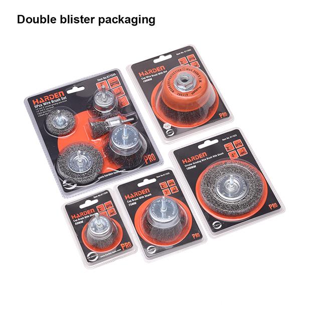 Escova Tipo Copo com Rosca HARDEN – Fios de Aço 75mm, 100mm e 125mm (M10 e M14)