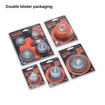 Escova Tipo Copo com Rosca HARDEN – Fios de Aço 75mm, 100mm e 125mm (M10 e M14)