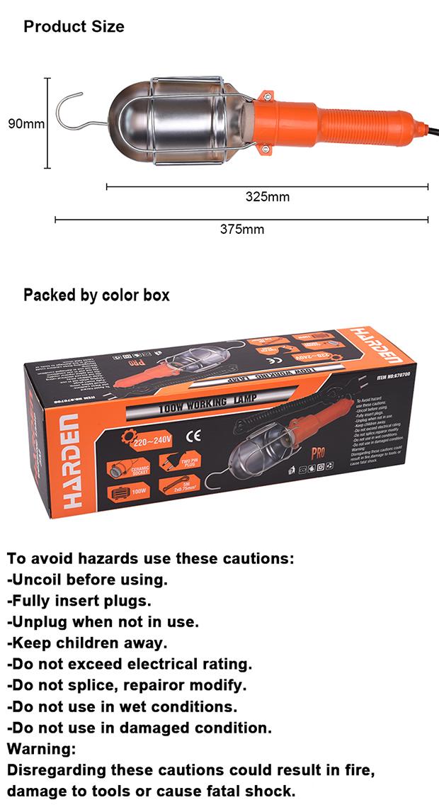Luminária de Trabalho HARDEN 100 W 220 V com Gancho e Cabo de 5 m