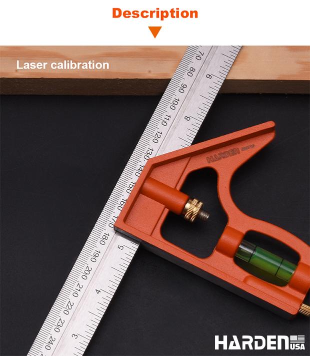 Esquadro Combinado 300 mm (12") em Aço Inoxidável com Base de Alumínio HARDEN