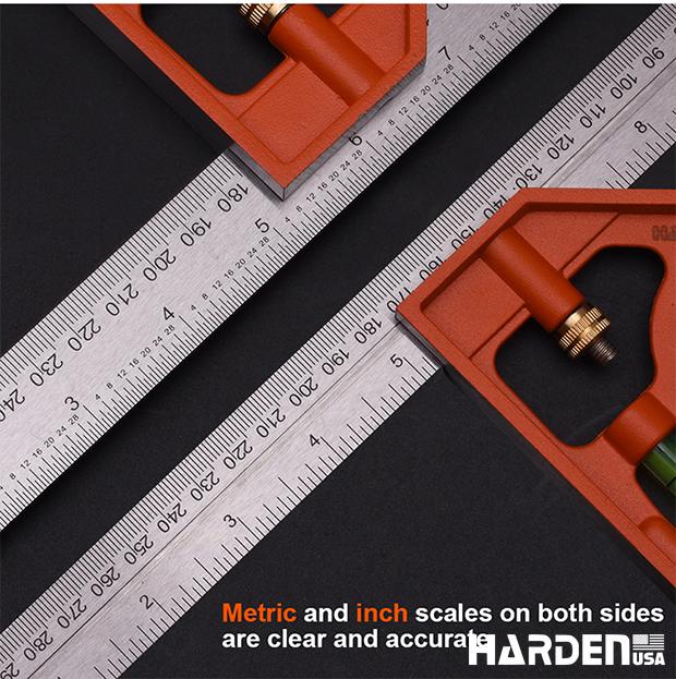 Esquadro Combinado 300 mm (12") em Aço Inoxidável com Base de Alumínio HARDEN