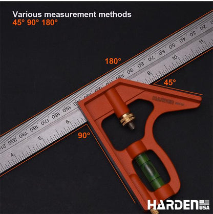 Esquadro Combinado 300 mm (12") em Aço Inoxidável com Base de Alumínio HARDEN