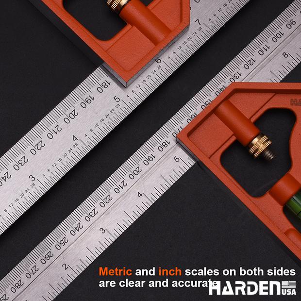 Esquadro Combinado 300 mm (12") em Aço Inoxidável com Base de Alumínio HARDEN