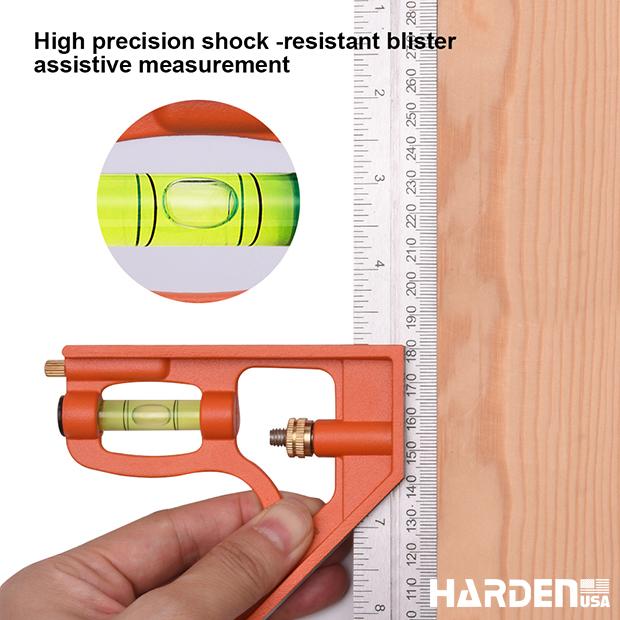 Esquadro Combinado 300 mm (12") em Aço Inoxidável com Base de Alumínio HARDEN