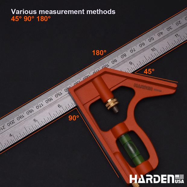 Esquadro Combinado 300 mm (12") em Aço Inoxidável com Base de Alumínio HARDEN