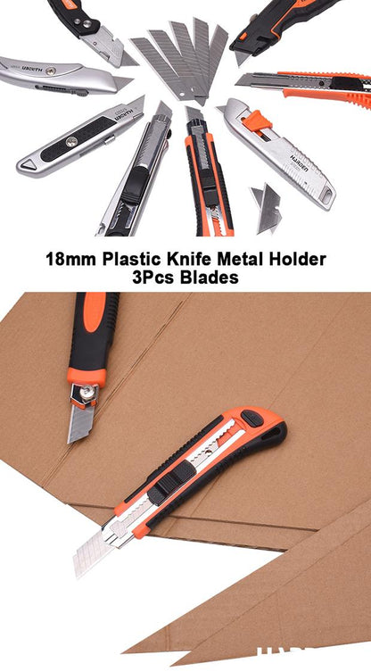 Estilete 18 mm Harden com Corpo Plástico e Reforço Metálico + 3 Lâminas