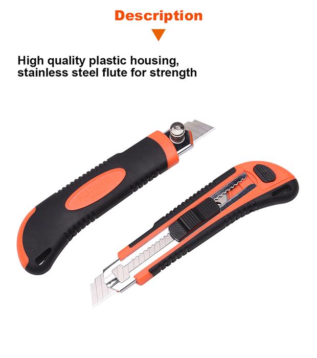 Estilete 18 mm Harden com Corpo Plástico e Reforço Metálico + 3 Lâminas