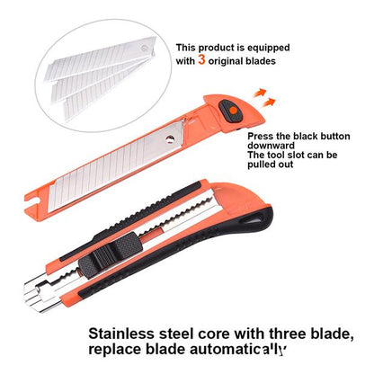 Estilete 18 mm Harden com Corpo Plástico e Reforço Metálico + 3 Lâminas