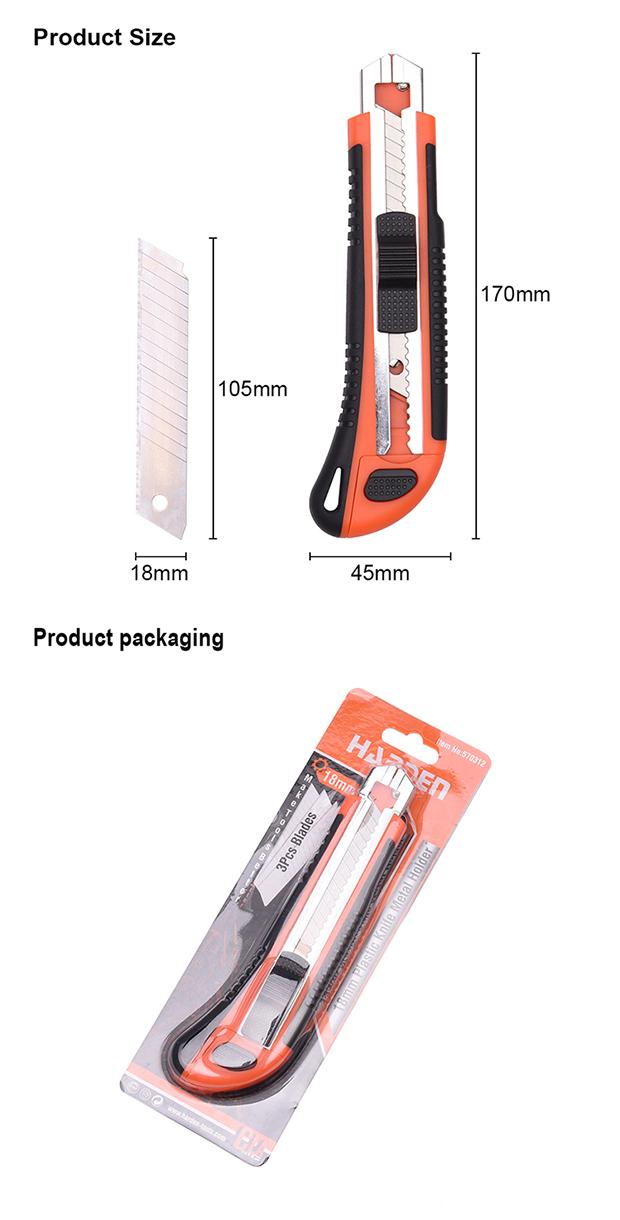 Estilete 18 mm Harden com Corpo Plástico e Reforço Metálico + 3 Lâminas