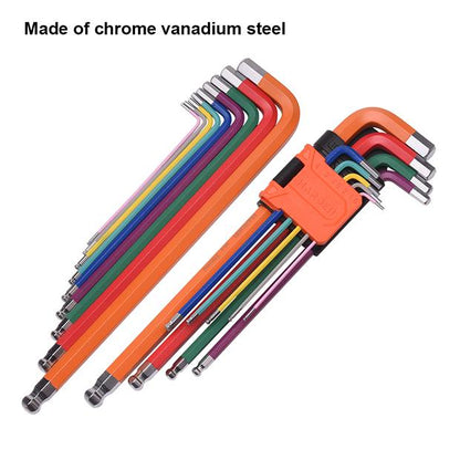 Jogo de Chaves Allen Extra Longas HARDEN 9 Peças – Aço CR-V Temperado e Acabamento Colorido