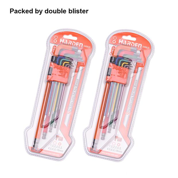 Jogo de Chaves Allen Extra Longas HARDEN 9 Peças – Aço CR-V Temperado e Acabamento Colorido