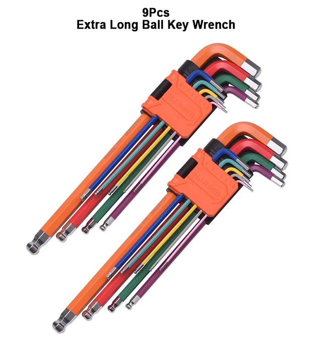 Jogo de Chaves Allen Extra Longas HARDEN 9 Peças – Aço CR-V Temperado e Acabamento Colorido