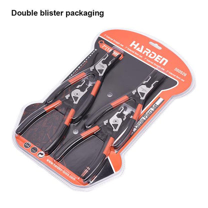 Jogo de Alicates para Anel de Retenção HARDEN 7” (178 mm) com 4 Peças – Interno e Externo