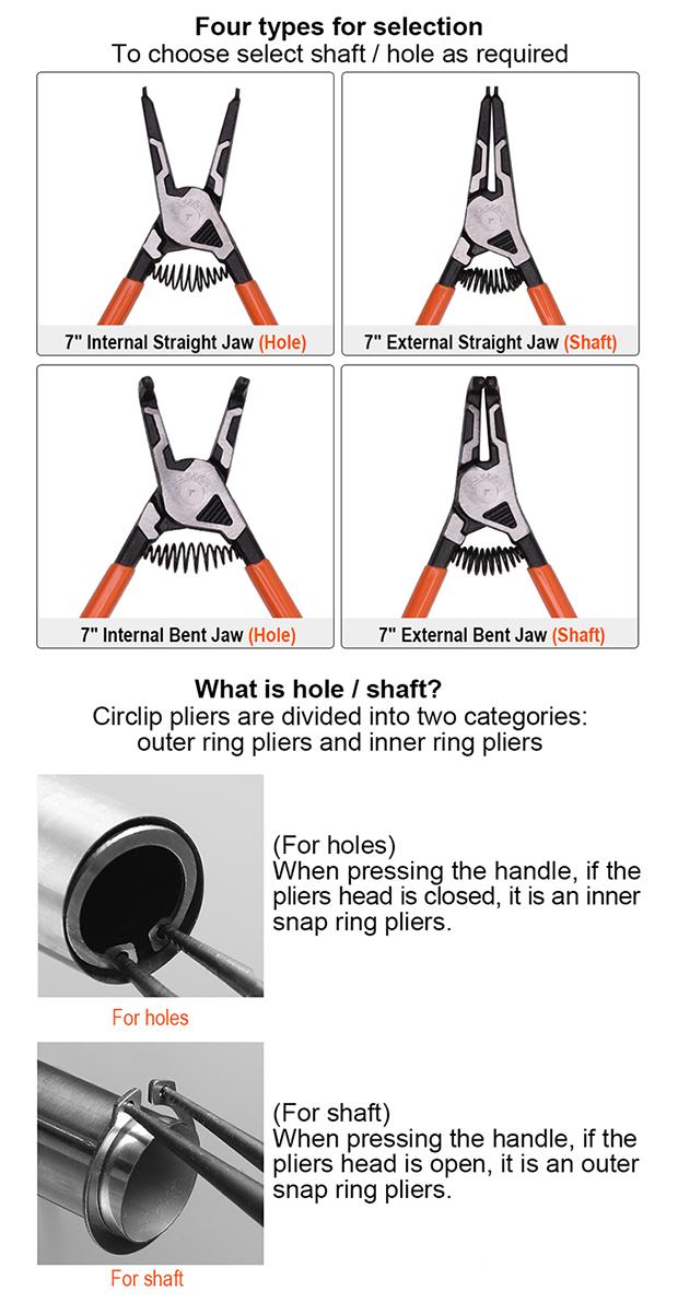 Jogo de Alicates para Anel de Retenção HARDEN 7” (178 mm) com 4 Peças – Interno e Externo