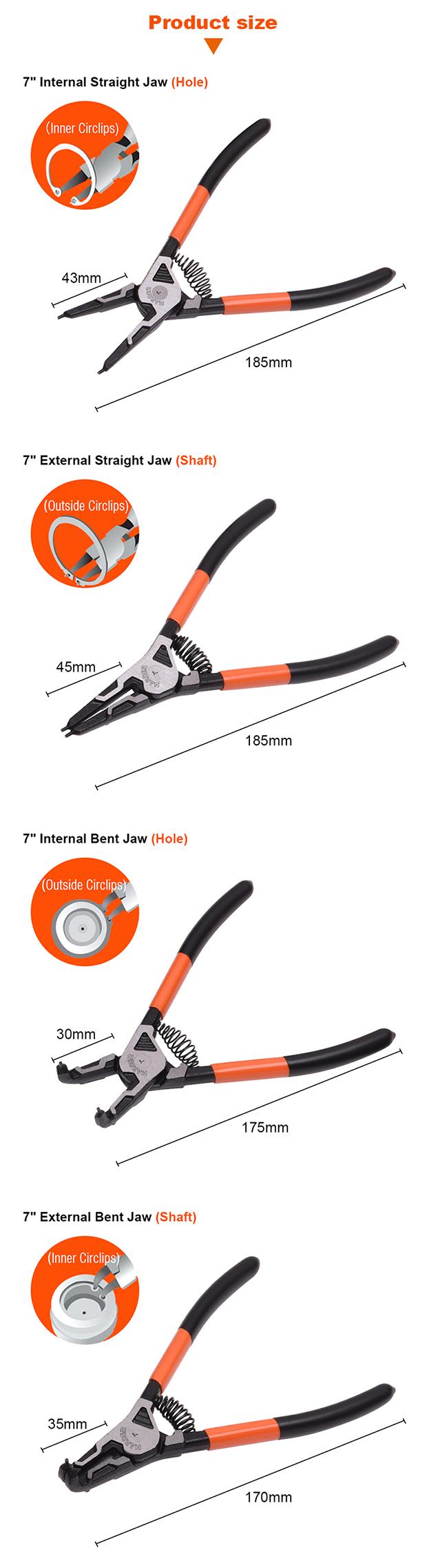 Jogo de Alicates para Anel de Retenção HARDEN 7” (178 mm) com 4 Peças – Interno e Externo