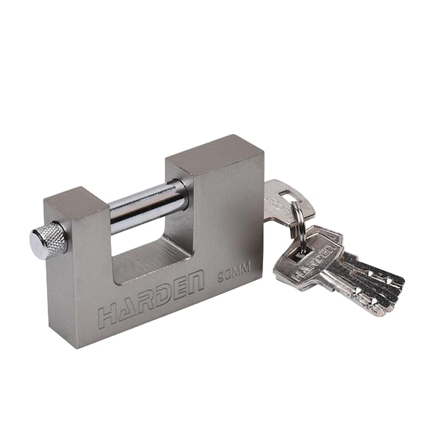 Cadeado Retangular HARDEN 90 mm com Corpo em Aço e Haste Temperada – Segurança Reforçada para Portões e Ferragens