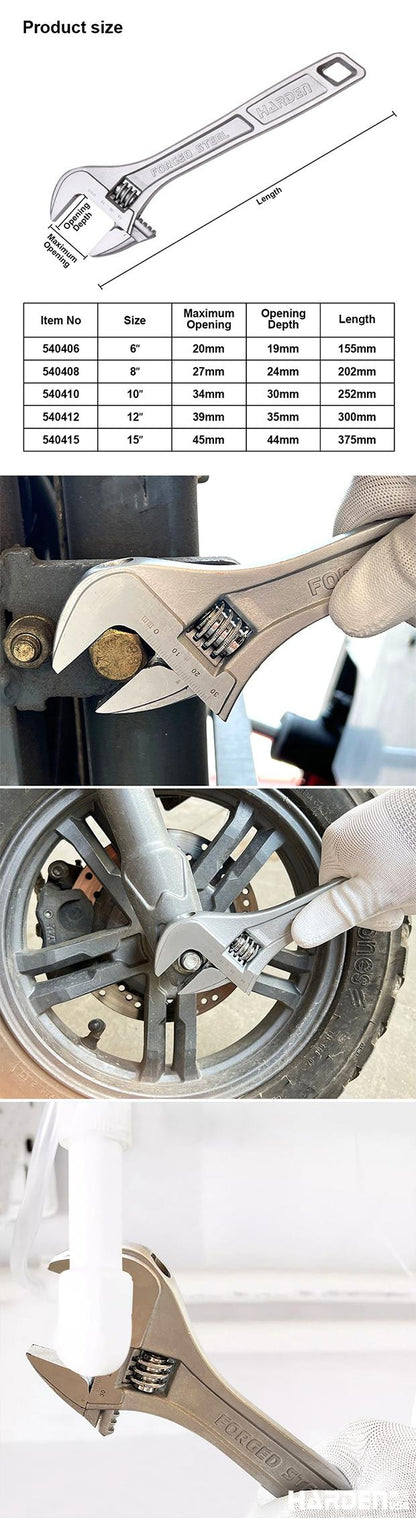 Chave Ajustável HARDEN 6″, 8″, 10″, 12″ e 15″ – Aço Carbono Forjado e Cromado