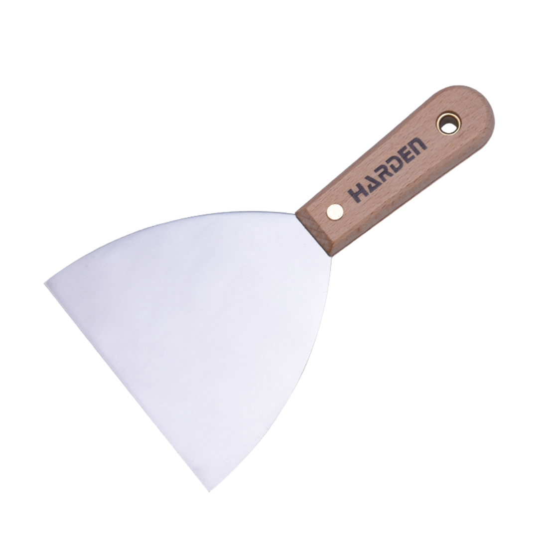 ESPÁTULA DE AÇO INOX COM CABO DE MADEIRA 125mm