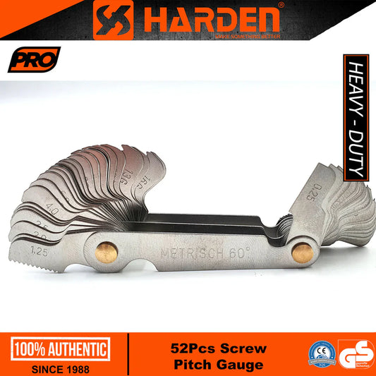 Medidor de Passo de Rosca HARDEN 52 Peças – Aço Inox para Precisão Métrica e Polegada