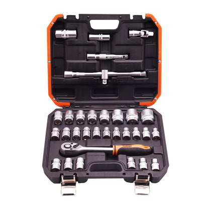 Jogo de Soquetes 1/2" com 32 Peças HARDEN – Cromo Vanádio de Alta Resistência