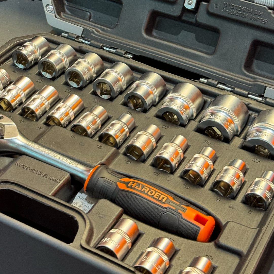 Jogo de Soquetes 1/2" com 32 Peças HARDEN – Cromo Vanádio de Alta Resistência
