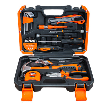 Kit de Ferramentas de Reparo 18 Peças HARDEN – Maleta com Chaves, Alicates e Martelo para Construção e Reparos