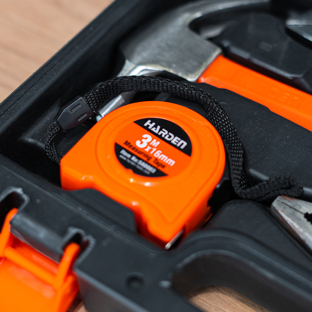 Kit de Ferramentas de Reparo 18 Peças HARDEN – Maleta com Chaves, Alicates e Martelo para Construção e Reparos