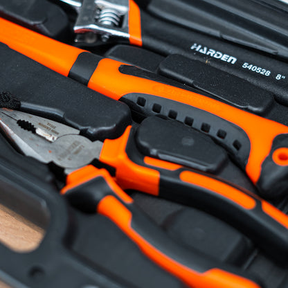 Kit de Ferramentas de Reparo 18 Peças HARDEN – Maleta com Chaves, Alicates e Martelo para Construção e Reparos