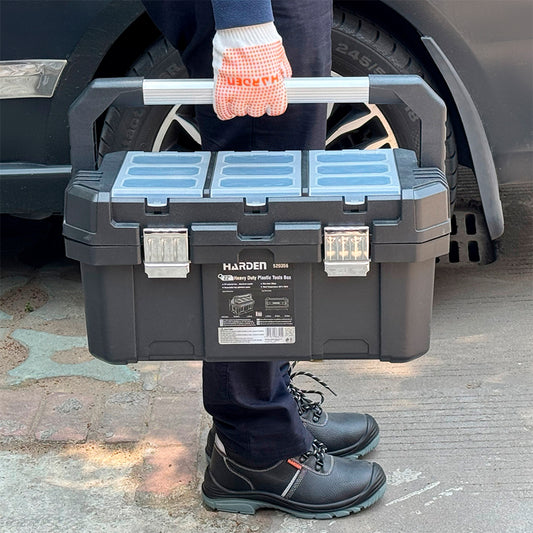 Caixa de Ferramentas Plástica HARDEN Reforçada com Alça de Alumínio e Bandeja Removível